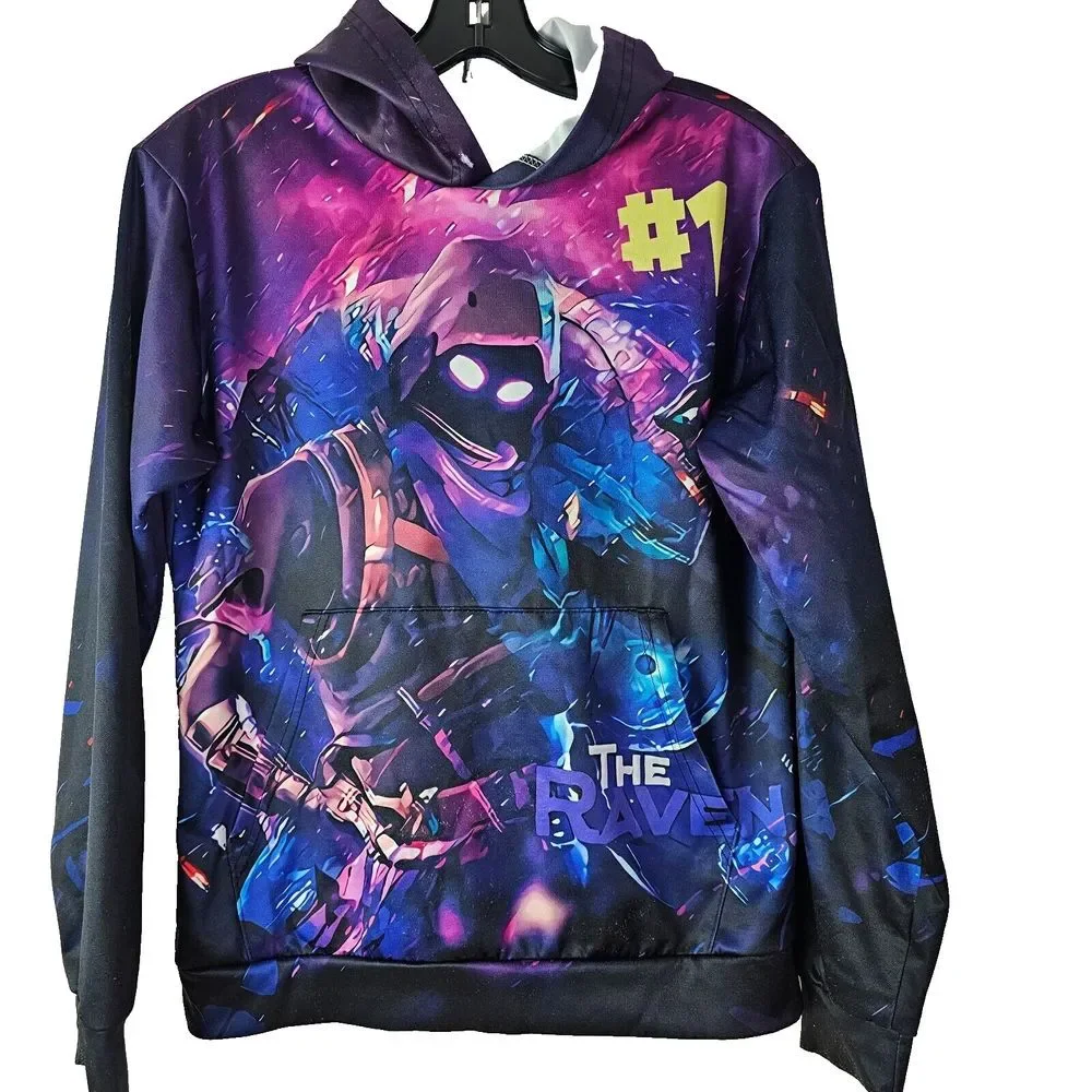 Fortnite Unisex Kids The Raven Skin Hoodie Medium Y Kangaroo Pocket Sweatshirt